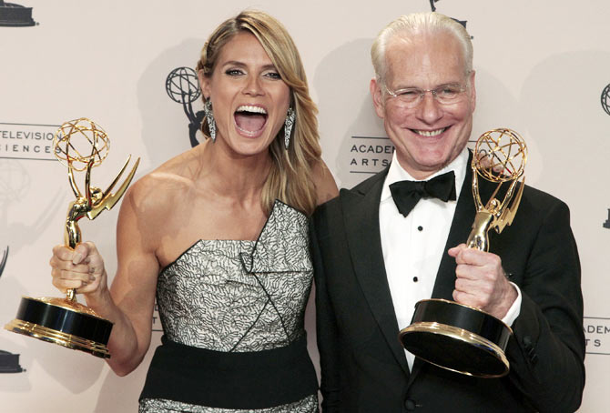 Heidi Klum and Tim Gunn at the 65th Primetime Creative Arts Emmy Awards