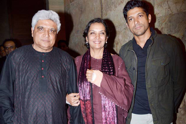 Javed Akhtar, Shabana Azmi and Farhan Akhtar