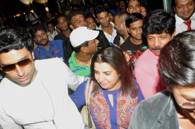 Abhishek Bachchan, Farah Khan and Shah Rukh Khan