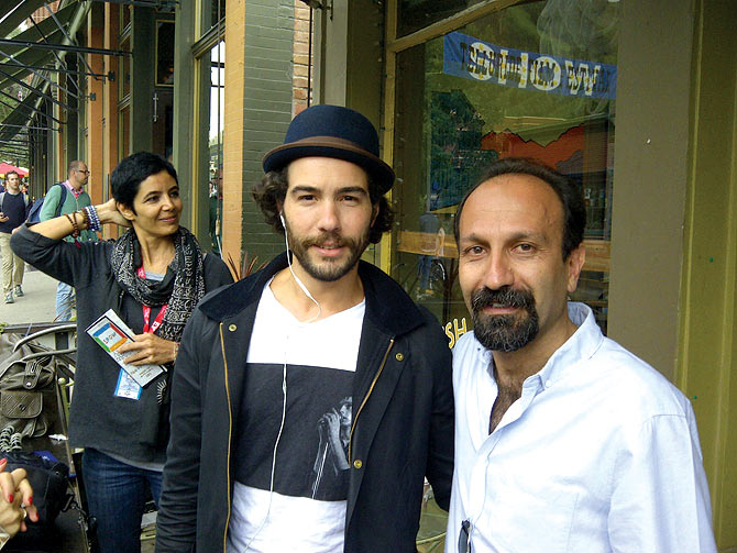 Asghar Farhidi with actor Tahar Rahim of The Past at the Telluride Film Festival