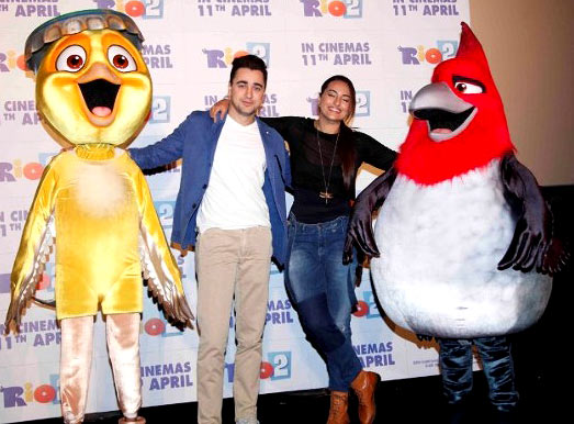 Imran Khan and Sonakshi Sinha with their characters from Rio 2