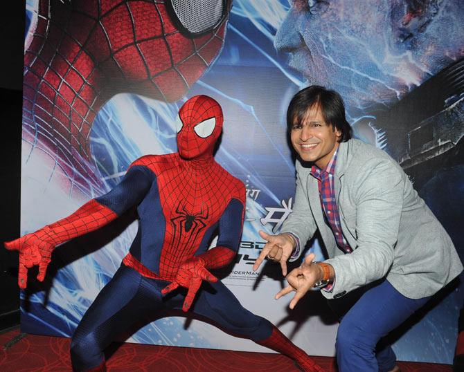 Vivek Oberoi with Spiderman
