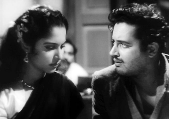 Waheeda Rehman and Guru Dutt in Pyaasa.