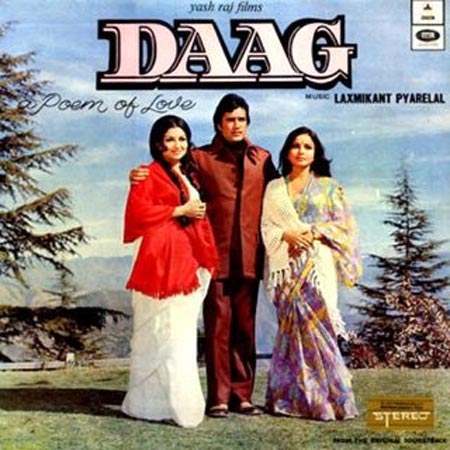 Sharmila Tagore, Rajesh Khanna and Rakhee on the poster of Daag: A Poem of Love