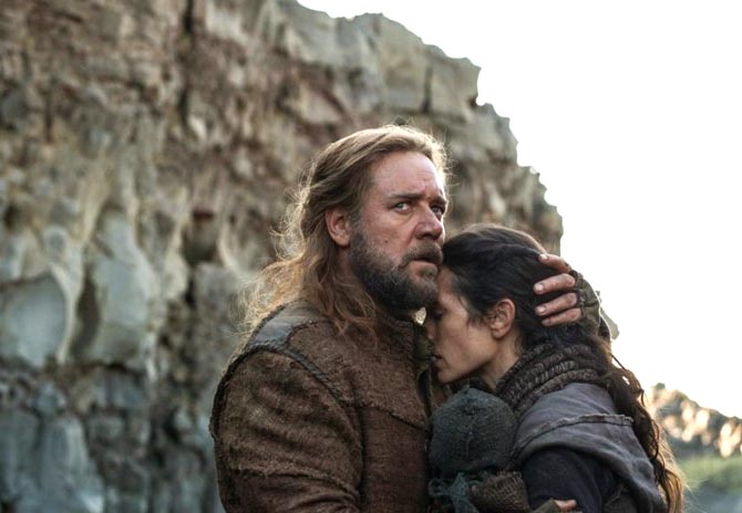 Russell Crowe and Jennifer Connelly in Noah. Inset: Darren Aronofsky
