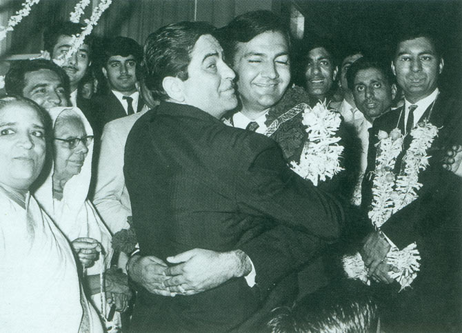 Raj Kapoor and Prem Chopra on the latter's wedding day.