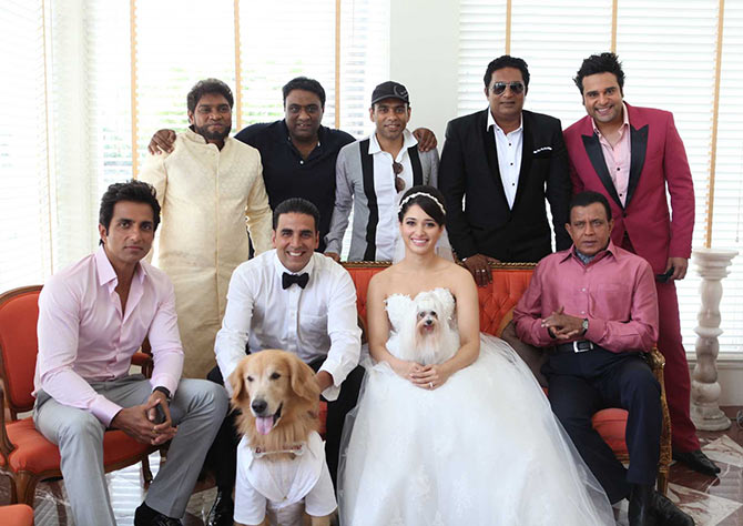 Sajid and Farhad with the cast of Entertainment