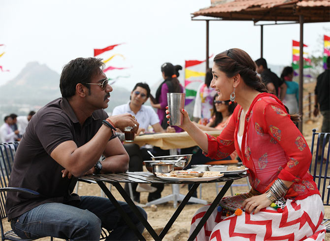 Ajay Devgn and Kareena Kapoor in Singham Returns