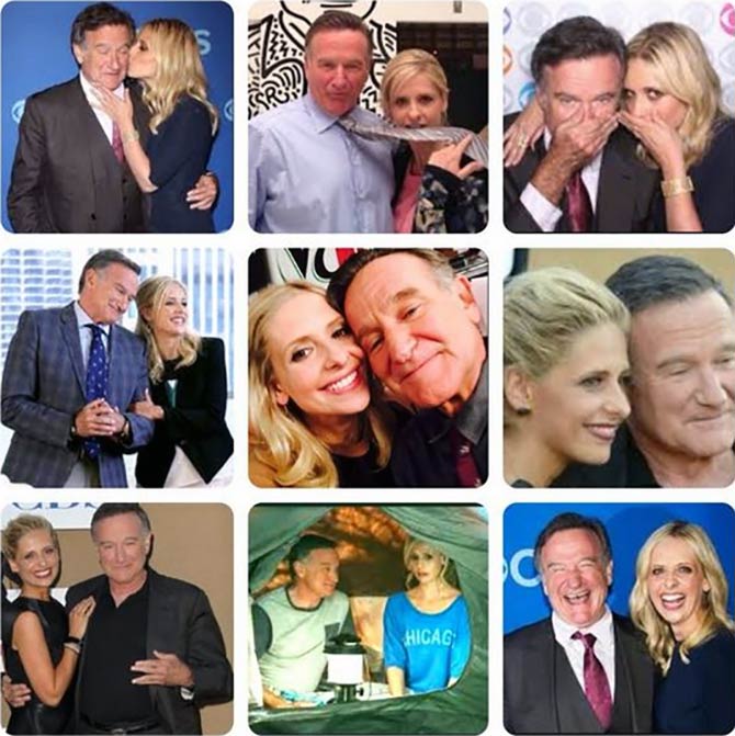 A collage of Sarah Michelle with Robin Williams
