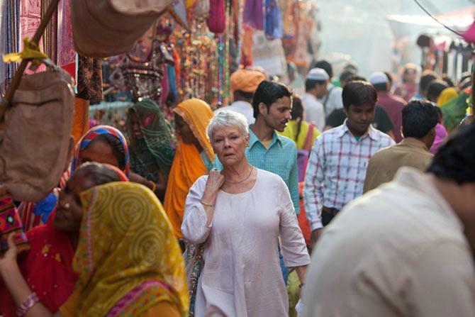 Judi Dench in The Best Exotic Marigold Hotel.