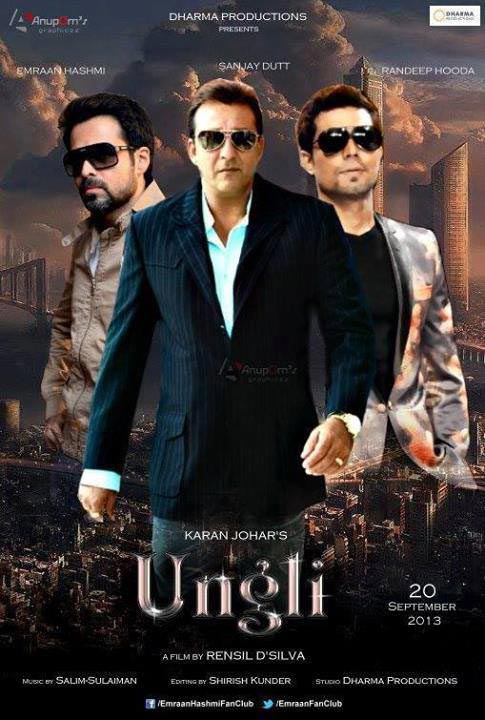 Emraan Hashmi, Sanjay Dutt and Randeep Hooda on the poster of Ungli