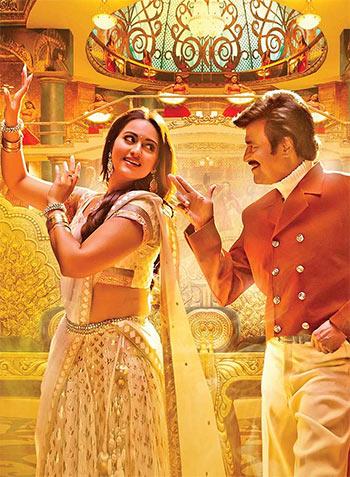 Sonakshi Sinha and Rajinikanth in Lingaa