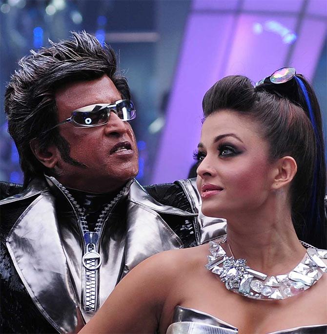 Rajinikanth and Aishwarya Rai Bachchan in Enthiran