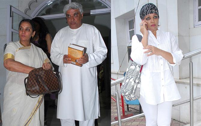 Shabana Azmi, Javed Akhtar and Baba Azmi's wife Tanvi Azmi