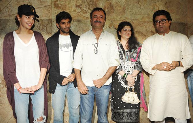 Anushka Sharma, Amit Thackeray, Rajkumar Hirani along with Raj and Sharmila Thackeray