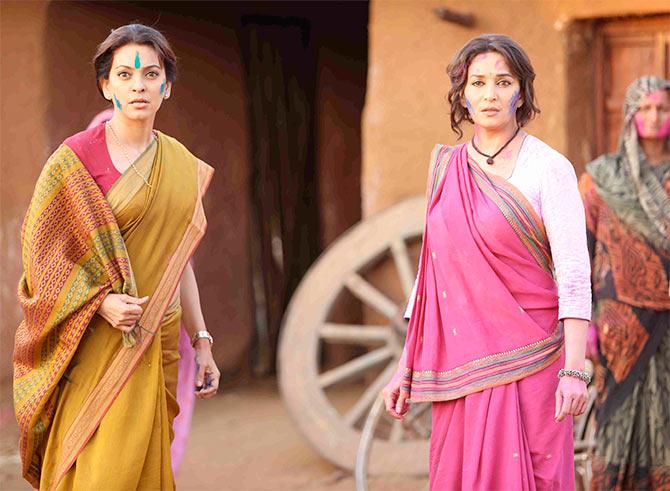 Juhi Chawla and Madhuri Dixit in Gulaab Gang