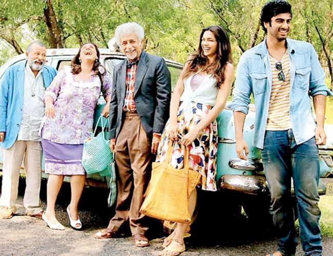 Pankaj Kapur, Dimple Kapadia, Naseeruddin Shah, Deepika Padukone and Arjun Kapoor in Finding Fanny