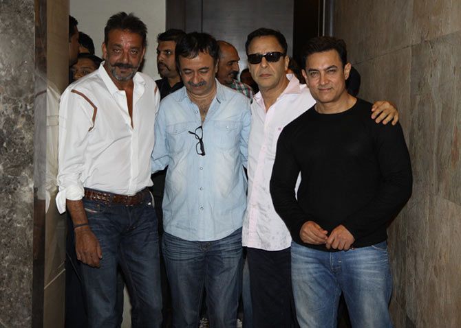 Sanjay Dutt, Rajkumar Hirani, Vidhu Vinod Chopra and Aamir Khan