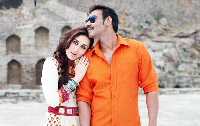 Kareena Kapoor and Ajay Devgn in Singham Returns