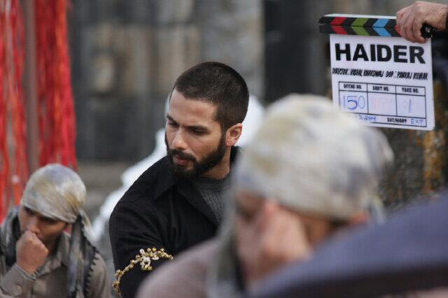 Shahid Kapoor on the sets of Haider