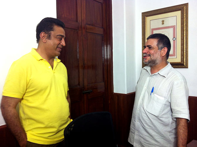 Karan Bali, right, with actor-filmmaker Kamal Haasan, who spoke about meeting Ellis R Dungan in the film
