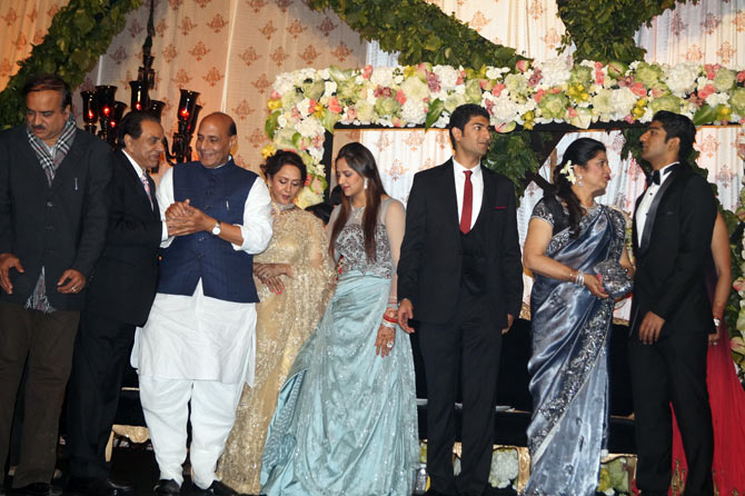 Rajnath Singh with the bridal family