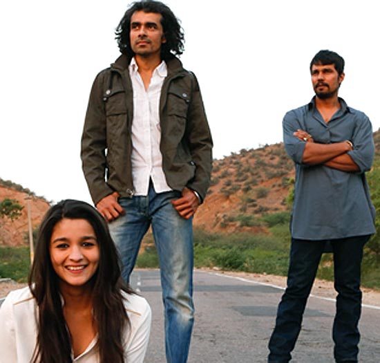 Alia Bhatt, Imtiaz Ali and Randeep Hooda, while shooting for Highway
