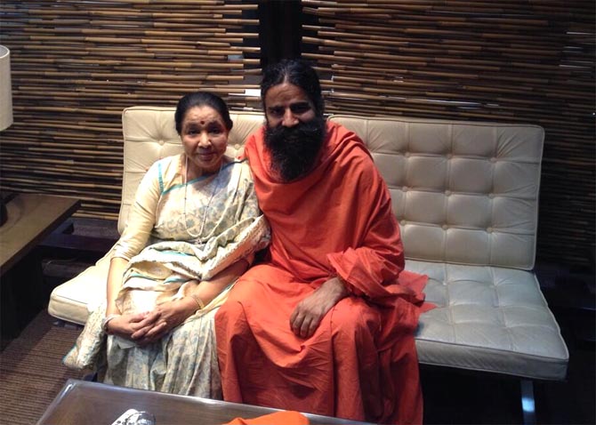 Asha Bhosle with Baba Ramdev