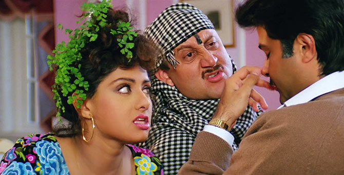 Sridevi, Anupam Kher and Anil Kapoor in Lamhe
