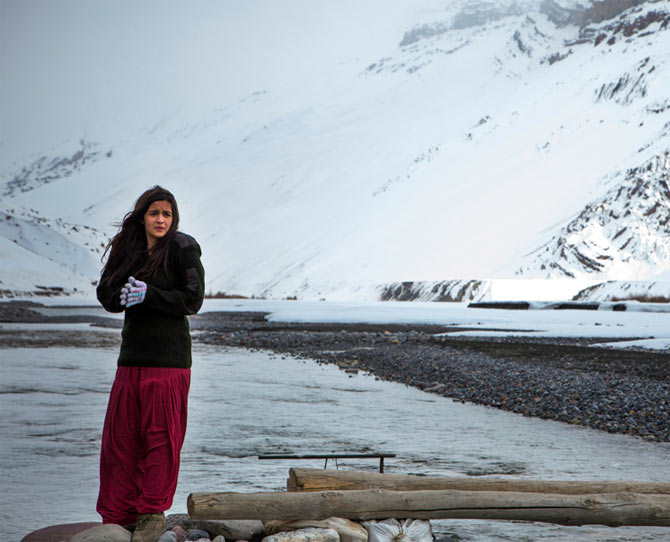 Alia Bhatt at Kaza when shooting for Highway.