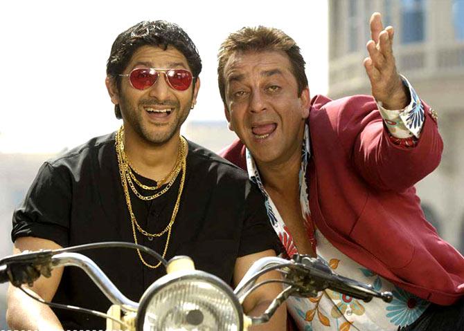 Arshad Warsi and Sanjay Dutt in Lage Raho Munnabhai