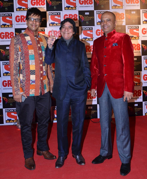 Jagdeep with his sons Javed and Naved Jaffrey