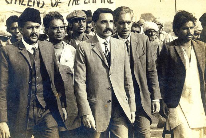 Alok Nath, extreme left, in Richard Attenborough's Gandhi.