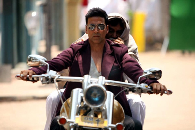 Akshay Kumar with Paresh Rawal in Oh! My God, his super hit home production.