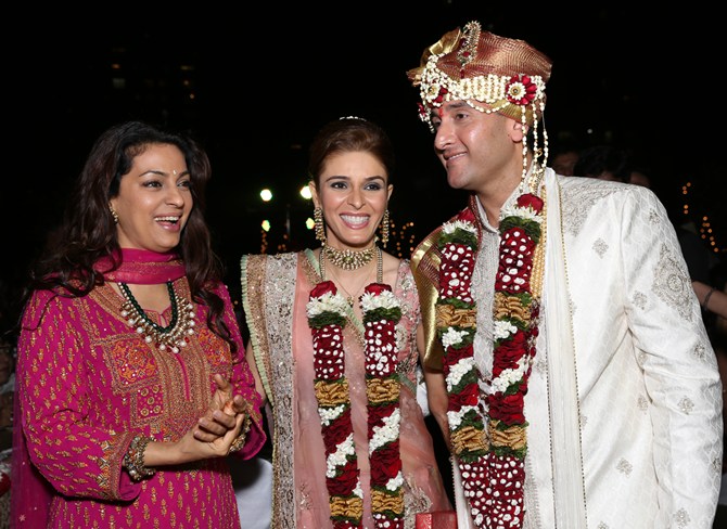 Juhi Chawla with the newlyweds