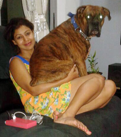 Debina Bonnerjee at home with her pet dog