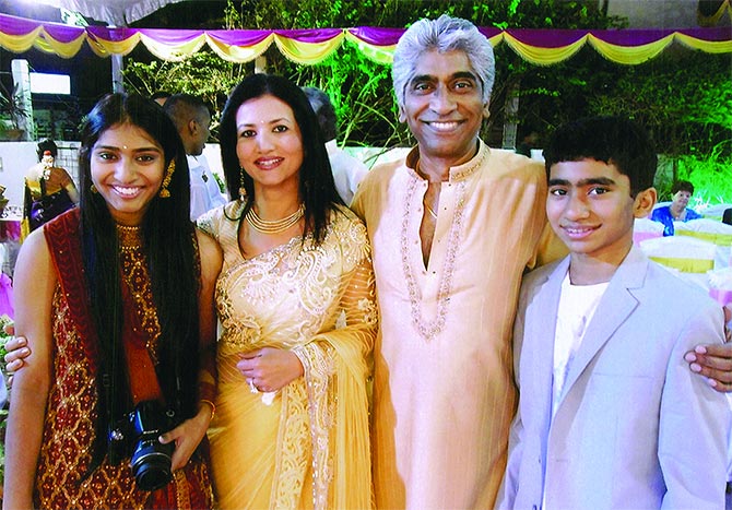 Chitra and Ashok Amritraj with their children Priya and Milan