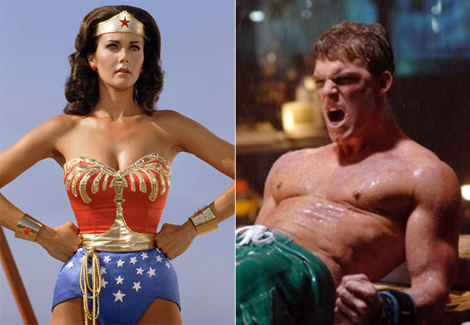 Gal Gadot as Wonder Woman and Jason Momoa as Aquaman