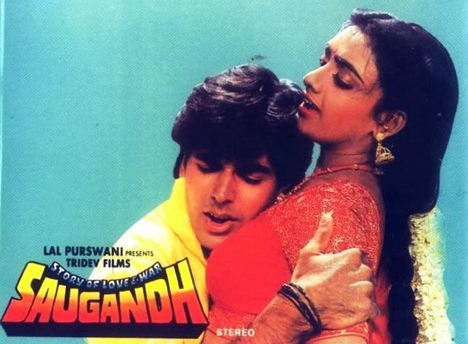 Akshay Kumar and Shantipriya on the poster of Saugandh