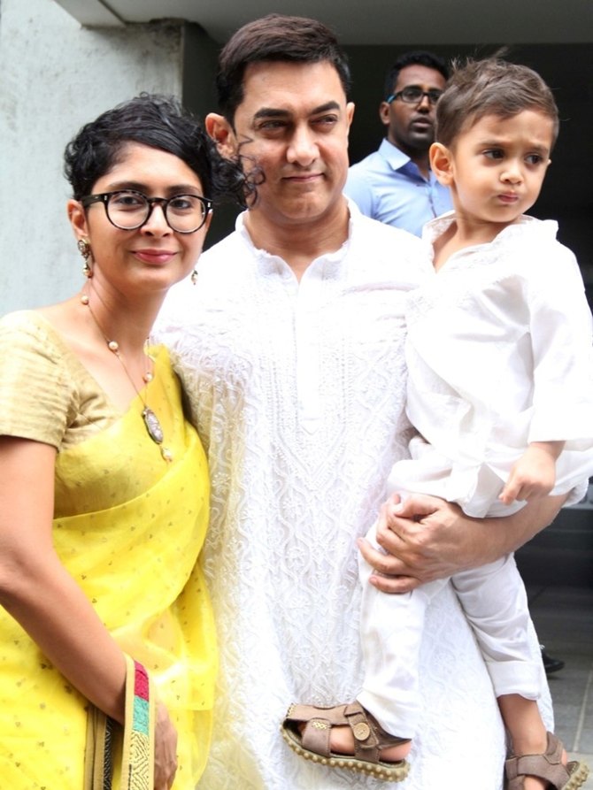 Kiran Rao and Aamir Khan with son Azad