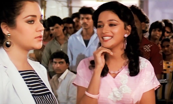 Mandakini with Madhuri Dixit in Tezaab