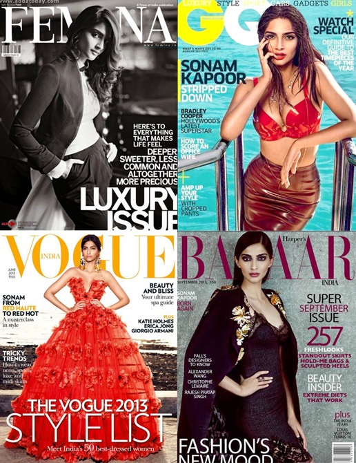 Sonam Kapoor on the cover of various magazines