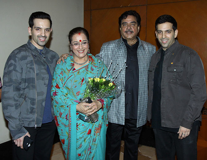 Luv and Kush with their parents Shatughan and Poonam Sinha
