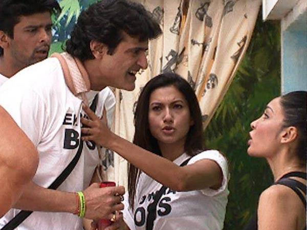 Armaan Kohli and Sofia Hayat have a war of words while Gauahar tries to restrain them in Bigg Boss 7