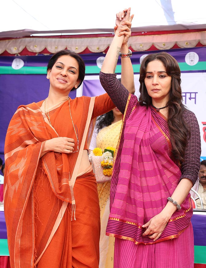 Juhi Chawla and Madhuri Dixit in Gulaab Gang