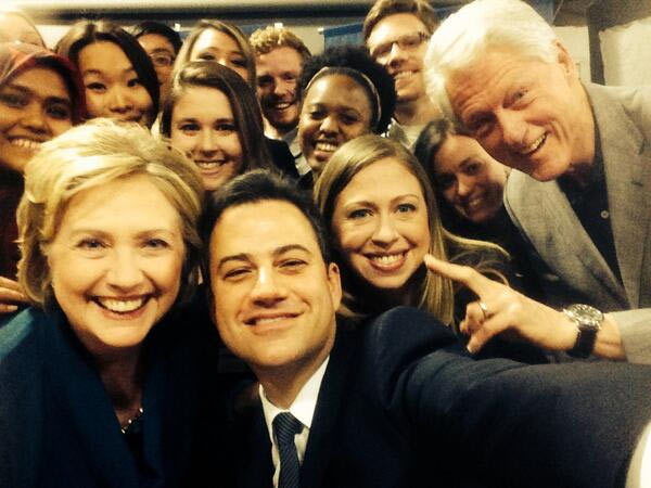 Hillary Clinton, Jimmy Kimmel, Chelsea Clinton and Bill Clinton