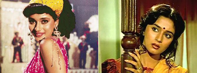 Madhuri Dixit in Tezaab and Dayavan