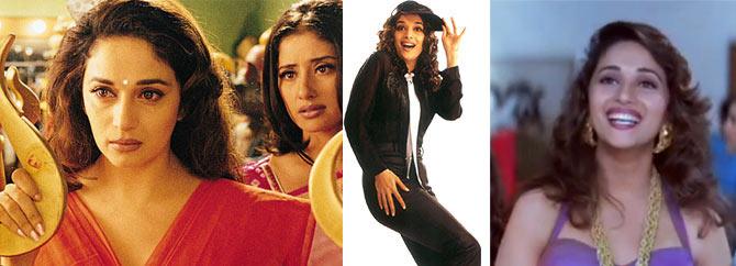 Madhuri Dixit and Manisha Koirala in Lajja, Madhuri in Pukar and Mohabbat