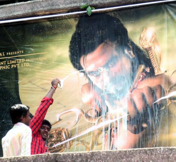 Rajinikanth's poster gets bathed with milk