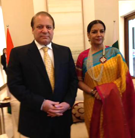 Shabana Azmi with Pakistani Prime Minister Nawaz Sharif